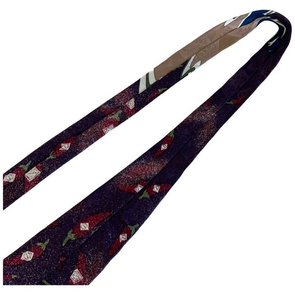 Tabasco Mens Silk Hot Sauce Bottle Tie 58" Made in USA Red Green Necktie - Picture 3 of 8